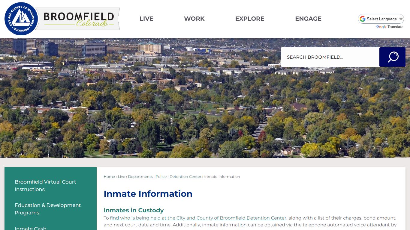 Inmate Information | City and County of Broomfield - Official Website